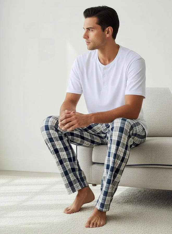 سبلاش فيڤ Men Cotton Checked Nightwear Set